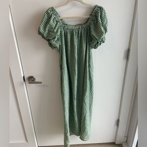 Things Between Green Gingham Puff Sleeve Dress